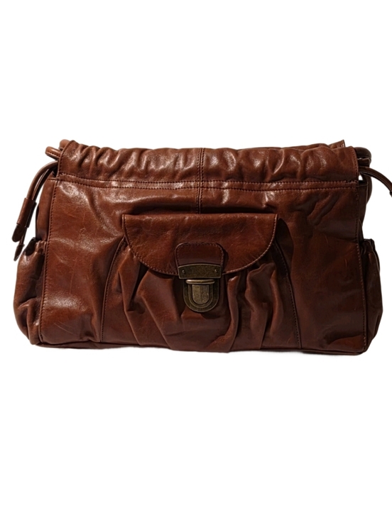 HOBO Handbags - HOBO International Brown Leather Ruched Shoulder Bag Slouchy Satchel 16x10x6 8"